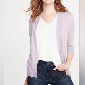 Old Navy Open Front Cardigan Knit Shortie Sweater Long Sleeve Lilac Size XXL NEW
